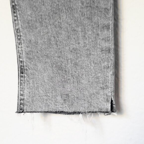 AGOLDE‎ Nico High Waist Rise Slim Jeans Risk Grey Stone Wash 25 Raw Hem $198 - Picture 14 of 16